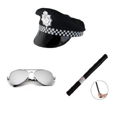 Imagem de Fantasia Policial Carnaval Festas Eventos- 3 Peças - CM Presentes e Fa