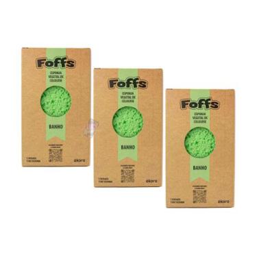Imagem de Kit 3 Foffs Esponja Vegetal de Celulose Banho Akora, Verde