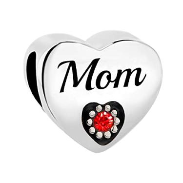 Imagem de MiiFort Pingentes de coração com pedras de nascimento vermelhas para pulseiras Pandora Charms Moments Your Are My Love, One Size, Cobre, Sem Pedra Preciosa