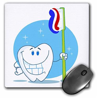 Imagem de 3Drose Mouse pad LLC 20,3 x 20,3 x 0,63 cm, dente sorridente feliz com escova de dentes desenho dental (Mp_118757_1)
