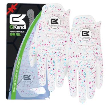 Imagem de Luvas de golfe masculinas, mão esquerda, mão direita, couro de golfista, pacote com 2 unidades, com marcador de bola, bandeira dos EUA, luvas de golfe masculinas para todos os climas pequenas, médias