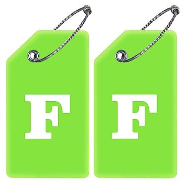 Imagem de Gostwo Pacote com 2 etiquetas de bagagem de silicone dobráveis verde claro bolsa bolsa escolar etiquetas de viagem com alça de aço inoxidável (F)