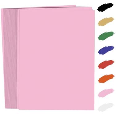 Imagem de 100 folhas de cartolina rosa 21,6 x 28 cm, 250GSM 41,7 kg, cartolina rosa, papel de construção rosa, papel de impressora pesado para convites, impressão de papelaria, scrapbooking, artesanato, cartões