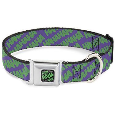 Imagem de Buckle-Down Coleira de cachorro fivela de cinto de segurança Coringa Ha Ha Ha Roxo Verde 28 a 43 centímetros 2,3 polegadas de largura, multicolorido, DC-SB-JKK-WJK031-1,0-M