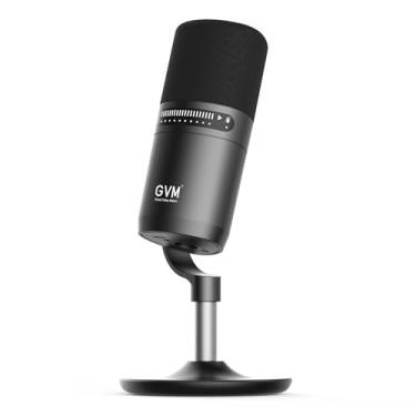 Imagem de Microfone dinâmico GVM, microfone de podcast XLR/USB com botão mudo, controle de volume de monitoramento, conector de fone de ouvido, microfone cardioide para jogos, microfone vocal para PC, Mac,