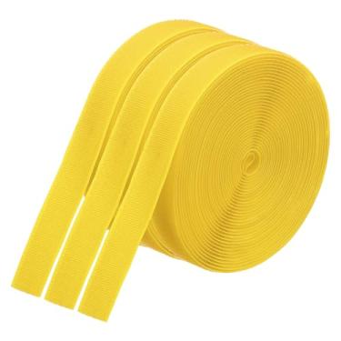 Imagem de PATIKIL Tiras de marcador de carpete de 60 metros, 3 rolos de tiras de carpete de nylon, fita de gancho para decoração de chão de sala de aula, educação de professores, distância social, amarelo