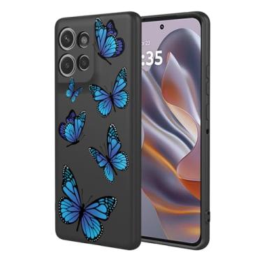 Imagem de HTXWXJC Capa de celular para Moto Edge 50 Neo, capa Motorola ThinkPhone 25 à prova de choque flexível bumper TPU capa macia padrão borboleta capa de telefone para Motorola Edge 50 Neo Black Butterfly