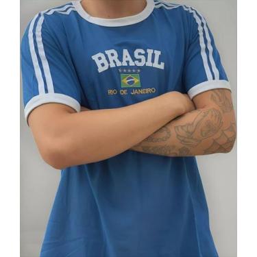 Imagem de Camisa do Brasil Bordada Adulto Unissex - Tojoia18K, PP, Azul claro