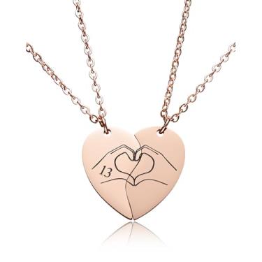 Imagem de Yooborn Colar combinando com 13 mãos de coração para 2 meninas, melhor amiga, irmã Taylor, artigos de amizade, joias de presente para 2 amantes de música Swifties., Aço inoxidável, Sem Pedra Preciosa