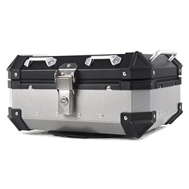 Imagem de Mala de viagem para motocicleta, 28 L, 45 L, caixa de ferramentas de armazenamento traseiro para motocicleta, capa superior de capacete, trava de porta-malas, de alumínio, removível, impermeável,