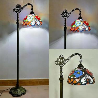 Imagem de Lâmpada de assoalho LED retrô americano Criatividade luxuosa europeia Sala de estar Quarto de estudo Villa Hotel Vidro colorido Lâmpada de assoalho de leitura (Estilo 20)