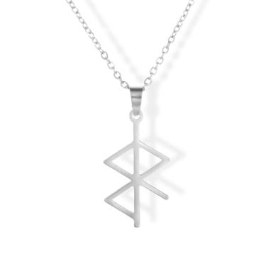 Imagem de LIKGREAT Colar feminino de runas em aço inoxidável, símbolos vikings, nórdico, pagão, ancião futhark, pingente ajustável, Medium, Aço inoxidável, Sem Pedra Preciosa