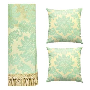 Imagem de Kit Manta Xale para Sofá e Cama Jaquard com 2 Capas de almofadas - MUM