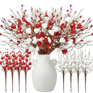Imagem de Hastes de Flores Artificiais com Glitter Lyrow - Pacote com 8 Unidades