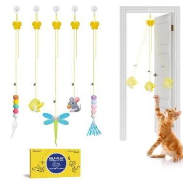 Imagem de Brinquedo de Pena Retrátil para Gato Potaroma - 5 Unidades