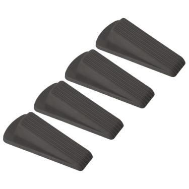 Imagem de PATIKIL Batentes de porta para parte inferior da porta, pacote com 4 cunha de borracha empilhável resistente para azulejo tapete de concreto madeira resistente, marrom