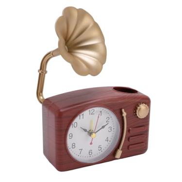 Imagem de Relógio de Despertador de Gramofone Vintage Relógio de Mesa do Modelo para Decoração de Casa (Cor de grão de madeira)