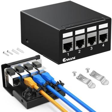 Imagem de Enmane Patch Panel de 4 portas CAT7 Keystone Patch Panel Patch de rede blindado com gerenciamento inteligente de cabos para rede doméstica/escritório (1U 4 portas, CAT7)