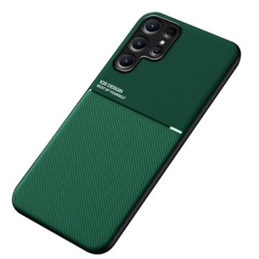 Imagem de LYJSMGZ Capa para Samsung Galaxy S25 Ultra/S25 Plus/S25, couro executivo antiderrapante à prova de choque capa fina suporta sucção magnética de veículos, verde, S25