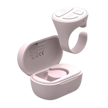 Imagem de SOFAMIRI TikTok Anel de rolagem Bluetooth Câmera Controle Remoto para iPhone iPad Android Tablet Ebook Anel de rolagem para iPhone TikTok (rosa bebê com capa de carregamento)