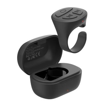 Imagem de SOFAMIRI TikTok Anel de rolagem Bluetooth Câmera Controle Remoto para iPhone iPad Android Tablet Ebook Anel de Rolagem para iPhone TikTok (Preto Grafite com Capa de Carregamento)