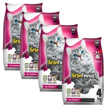 Imagem de Kit 4 Areia Higienica Para Gatos Gran Finnus Total 16kg - ARGIPET