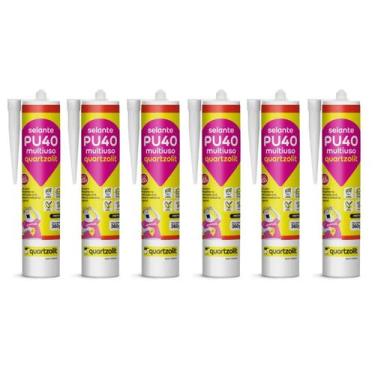 Imagem de Kit 6 Adesivo Selante PU40 Multiuso Preto 360g Quartzolit