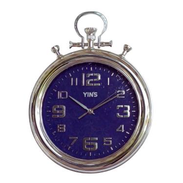 Imagem de Relógio de Parede Prata 40,6cm Retrô Modelo Relógio de Bolso - Yin's