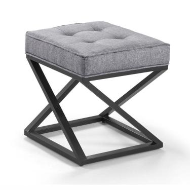 Imagem de Puff Cubo Metálico Torcido Cor Linho Cinza