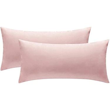 Imagem de 2 peças de capas decorativas de veludo para decoração de sofá, fronha super macia, decoração para casa, sala de estar, quarto, sofá, escritório-40 * 80 cm_Rosa_