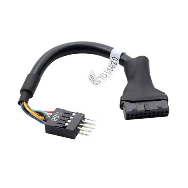 Imagem de Cabo Adaptador USB 3.0 20 Pinos para USB 2.0 9 Pinos Macho – Conversor Interno para Placa-Mãe e Painel Frontal