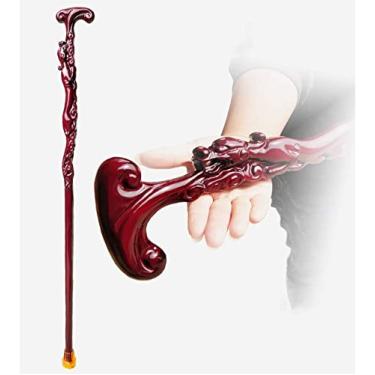 Imagem de LXPYMXDP Bengala de caminhada, bengala de madeira, bengala, bengala deslizante para idosos