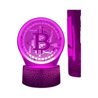 Imagem de Luz Noturna LED Bitcoin 7 Cores - Sensor de Toque e Alimentação por Ba