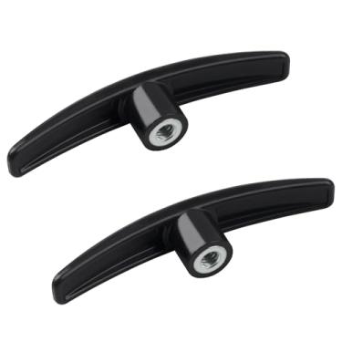 Imagem de Substituição de alça de válvula de tanque preta T1003-6N RV | Compatível com válvulas de despejo Valterra Bladex de 7,6 cm e 3,8 cm | Design de porca espiral interna | Conjunto de 2 peças