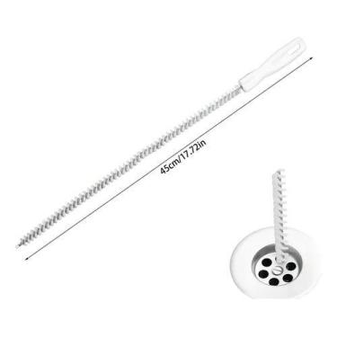 Imagem de Desentupidor E Escova De Limpeza De Ralo E Pia Pentech Cor Branco 45cm