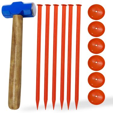 Imagem de FEBTECH - Marcador de tanque séptico – 15 x 25 cm – Marcadores de linha de propriedade adequados para proteger sua fossa séptica e limites de propriedade com marcador de tanque séptico sólido e resistente – Pacote com 6 peças + 1 martelo