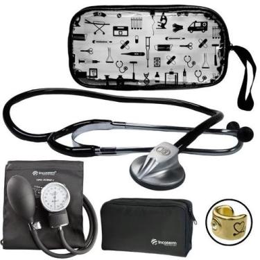 Imagem de Kit Aparelho Pressao Esteto Simples Incoterm, Preto