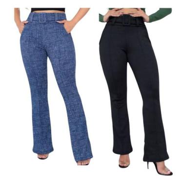 Imagem de Kit c/2 Calças Flare Social Bailarina c/ Bolso na frente e Detalhe de 