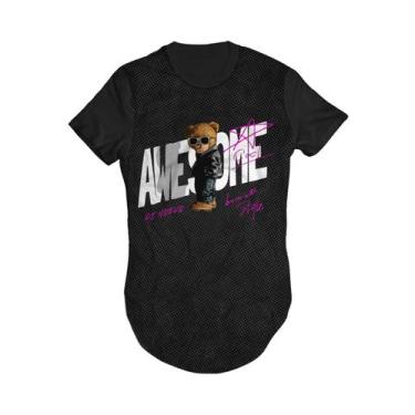 Imagem de Camiseta Longline Urso Awesome Style Di Nuevo, Preto, M