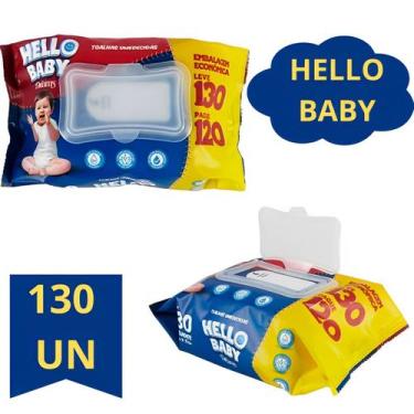 Imagem de Lenço Umedecido Bebê Toalha de Banho HELLO BABY Com 130 Unidades