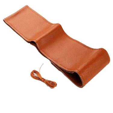 Imagem de Capa para volante de carro, costura DIY com agulha e linha, universal 19.7 IN, capas de couro de microfibra respirável e antiderrapante, acessórios para volante de carro para homens e mulheresin