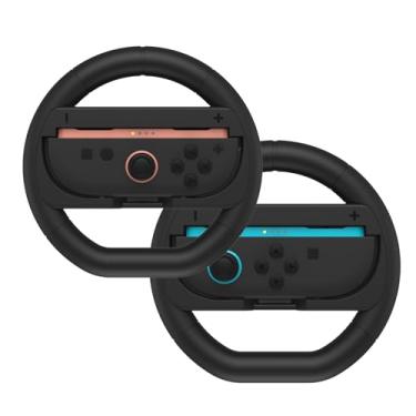 Imagem de NBCP Racing Steering Wheel for Nintendo Switch 2 Joy-Con (2025), 2-Pack Black, Compatible with Mario Kart 8 Deluxe & Racing Games