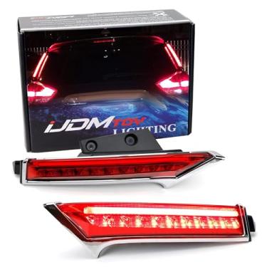 Imagem de iJDMTOY Lente Vermelha Tira 3D Full LED Para-brisa Traseiro Montagem Vertical Pilar Lateral/Kit de Luz de Freio Compatível com Nissan Rogue X-Trail 2014-2019