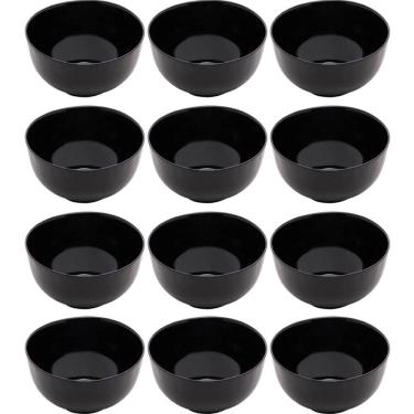 Imagem de Kit 12 Bowls de Vidro Preto 700ml Cumbucas Saladas Caldos So