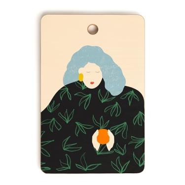 Imagem de Society6 Tábua de corte de bambu - Decoração de cozinha por Sandra Poliakov - Tábuas de corte exclusivas para cozinha, 40,6 cm x 26,7 cm x 1,3 cm, tangerina