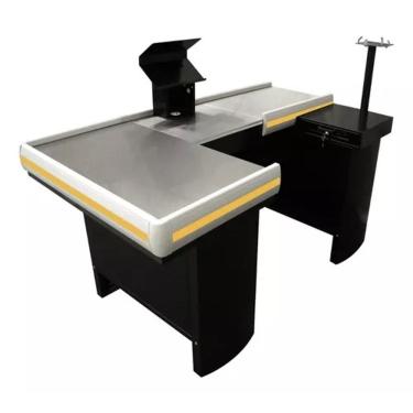 Imagem de Check-out Caixa Supermercado Kit Automação Com Furação 1,80 Cor Preto Perfil Amarelo