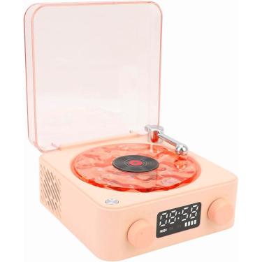 Imagem de Caixa de Som Disco Vinil Vitrola Bluetooth Cartao TF Recarregavel Portatil Usb Luzes Led Musica