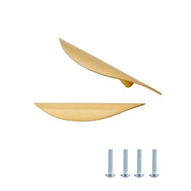 Imagem de uvbws 2 peças de puxador de armário moderno dourado - puxador de gaveta meio redondo, maçaneta de porta - maçaneta de gaveta de meia lua, ferragens de cozinha duráveis metade redonda - adequado para