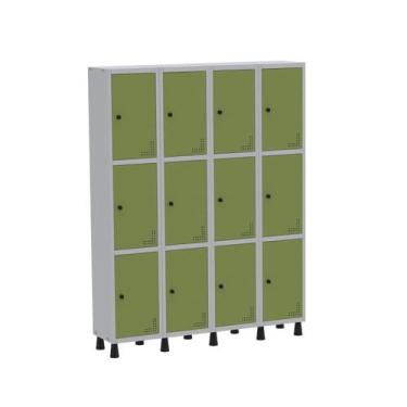 Imagem de Armário Locker Guarda Volume Aço Light 12 Portas 138x179,5cm - Pandin 