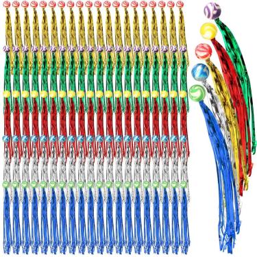 Imagem de Bolas saltitantes de borracha Leyndo Comet com flâmulas coloridas x100